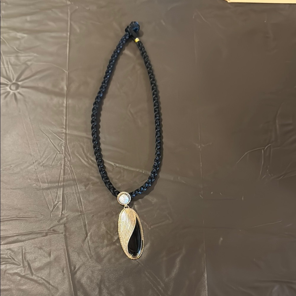 Black and Gold Braided Necklace